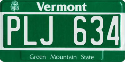 VT license plate PLJ634