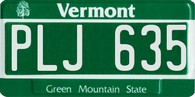VT license plate PLJ635