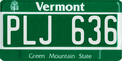 VT license plate PLJ636