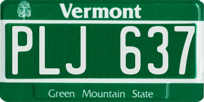 VT license plate PLJ637