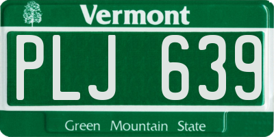 VT license plate PLJ639