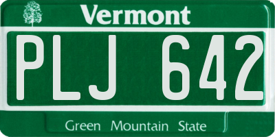 VT license plate PLJ642