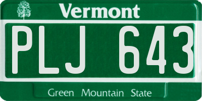 VT license plate PLJ643