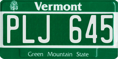 VT license plate PLJ645