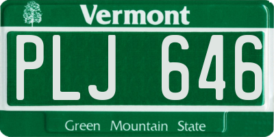 VT license plate PLJ646