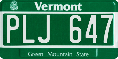 VT license plate PLJ647