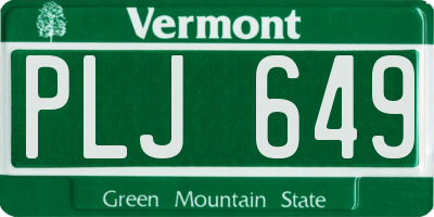 VT license plate PLJ649