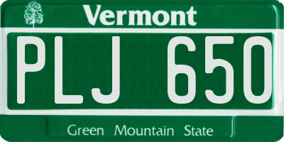 VT license plate PLJ650