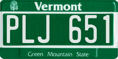 VT license plate PLJ651