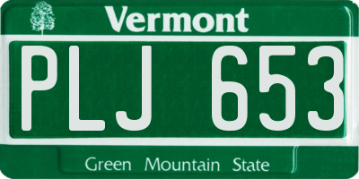 VT license plate PLJ653