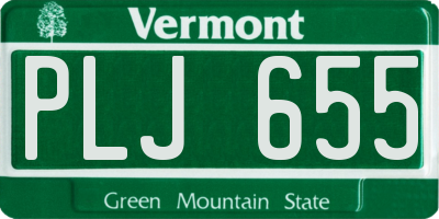 VT license plate PLJ655