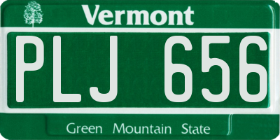 VT license plate PLJ656