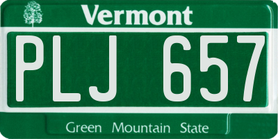 VT license plate PLJ657