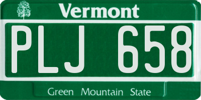 VT license plate PLJ658