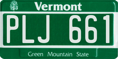 VT license plate PLJ661