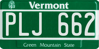 VT license plate PLJ662