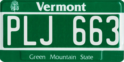 VT license plate PLJ663