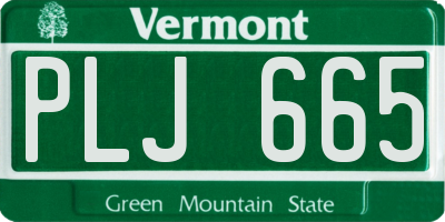 VT license plate PLJ665