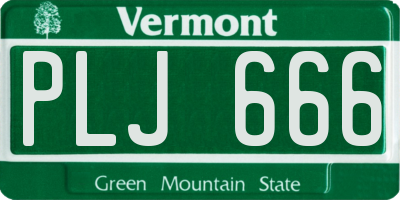 VT license plate PLJ666