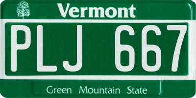 VT license plate PLJ667