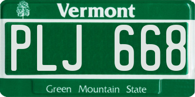 VT license plate PLJ668