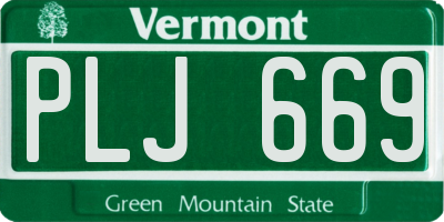 VT license plate PLJ669