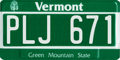 VT license plate PLJ671