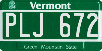 VT license plate PLJ672