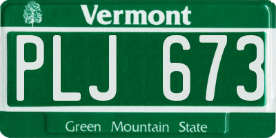 VT license plate PLJ673