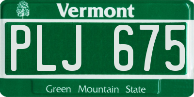 VT license plate PLJ675
