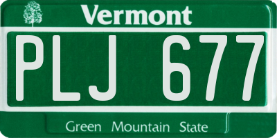 VT license plate PLJ677
