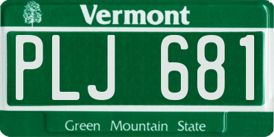 VT license plate PLJ681