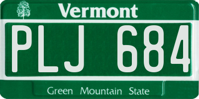 VT license plate PLJ684