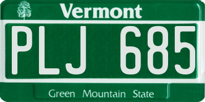 VT license plate PLJ685