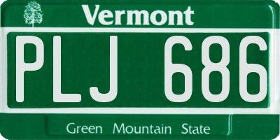 VT license plate PLJ686