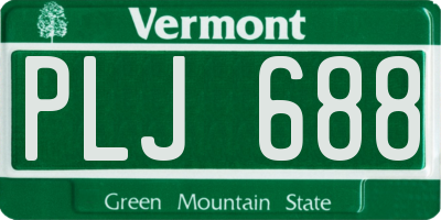 VT license plate PLJ688
