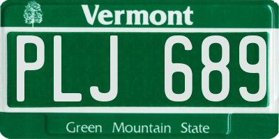 VT license plate PLJ689