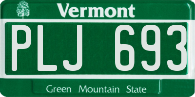 VT license plate PLJ693