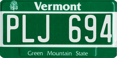 VT license plate PLJ694