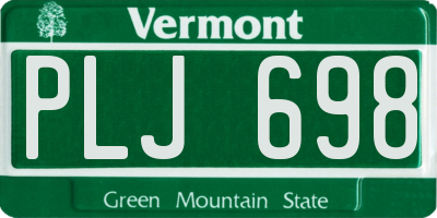 VT license plate PLJ698