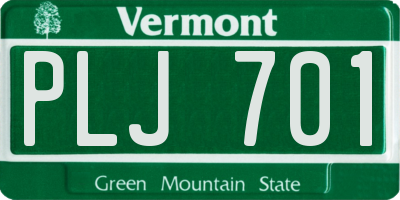 VT license plate PLJ701