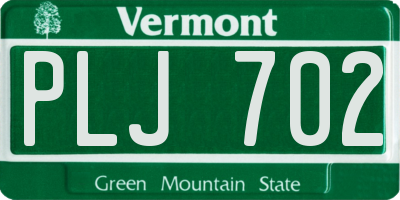 VT license plate PLJ702
