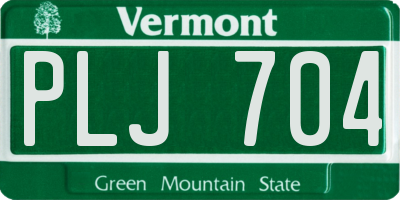 VT license plate PLJ704