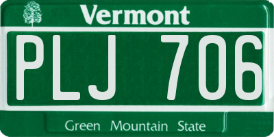VT license plate PLJ706