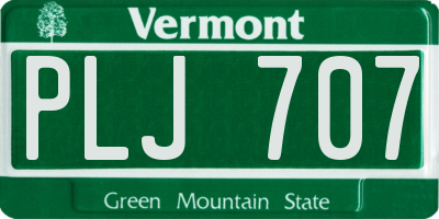 VT license plate PLJ707