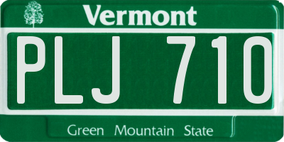 VT license plate PLJ710