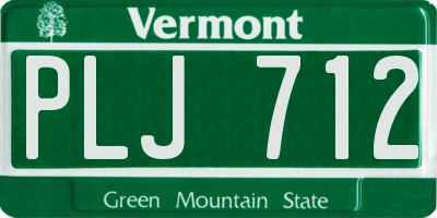 VT license plate PLJ712