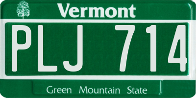VT license plate PLJ714