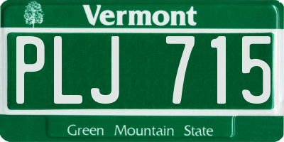 VT license plate PLJ715