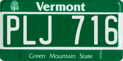 VT license plate PLJ716